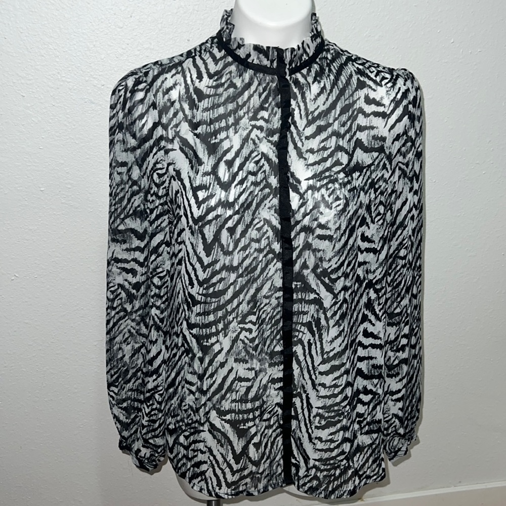 Kardashian Kollection Zebra Print Top Sz L